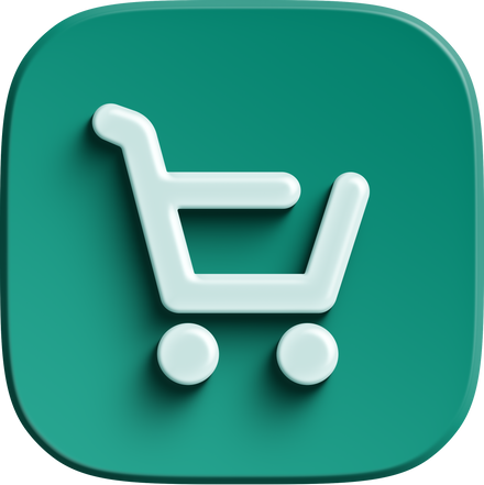 Green square 3D cart icon