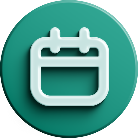Green round 3D calendar icon
