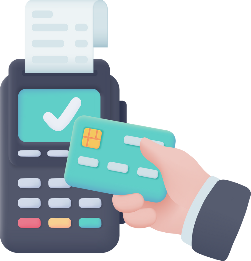 Credit card swipe machine 3D icon. online payment by credit card Cashless society. 3d illustration